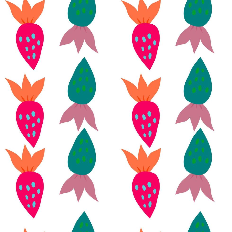 Simple strawberry seamless pattern. Hand drawn strawberries wallpaper. Fruits backdrop. vector