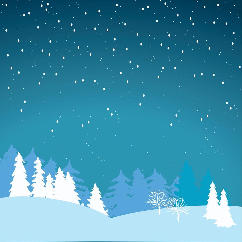 Winter background.Firs and trees in snowdrifts it is snowing. vector