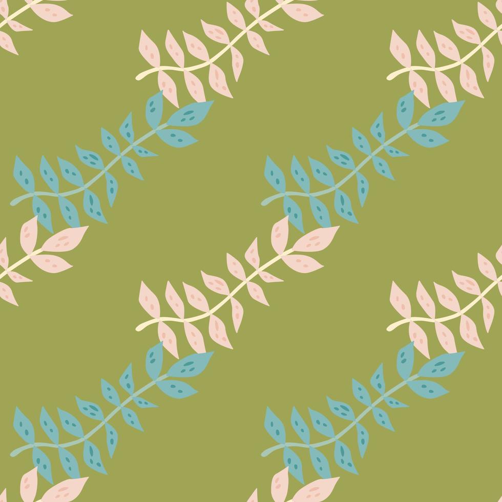 Hand drawn branches with leaves seamless pattern. Simple organic background. vector