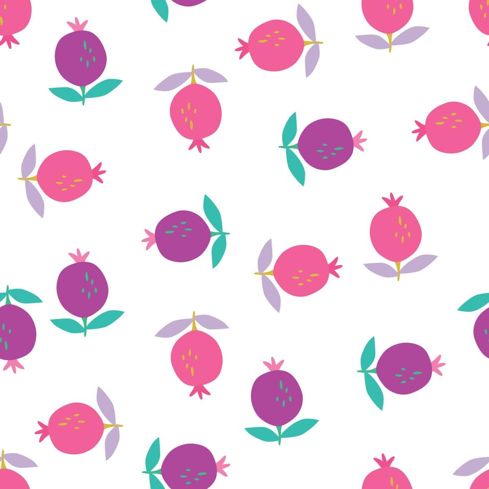 Seamless pattern with pomegranate fruit. Botanical fruits wallpaper. vector