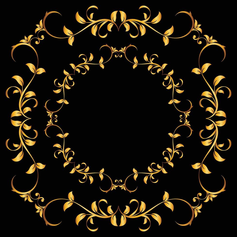 Decorative frame Elegant vector element for design in Eastern style, place for text. Beautiful floral golden border. Lace illustration for invitations, greeting cards and T Shirt design.