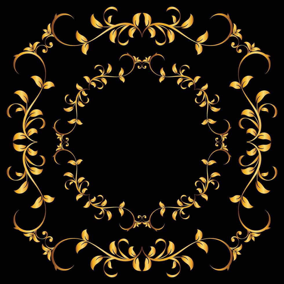 Decorative frame Elegant vector element for design in Eastern style, place for text. Beautiful floral golden border. Lace illustration for invitations, greeting cards and T Shirt design.