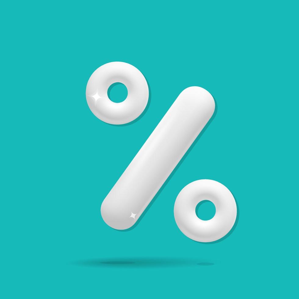 3d vector white sale discount percent symbol design