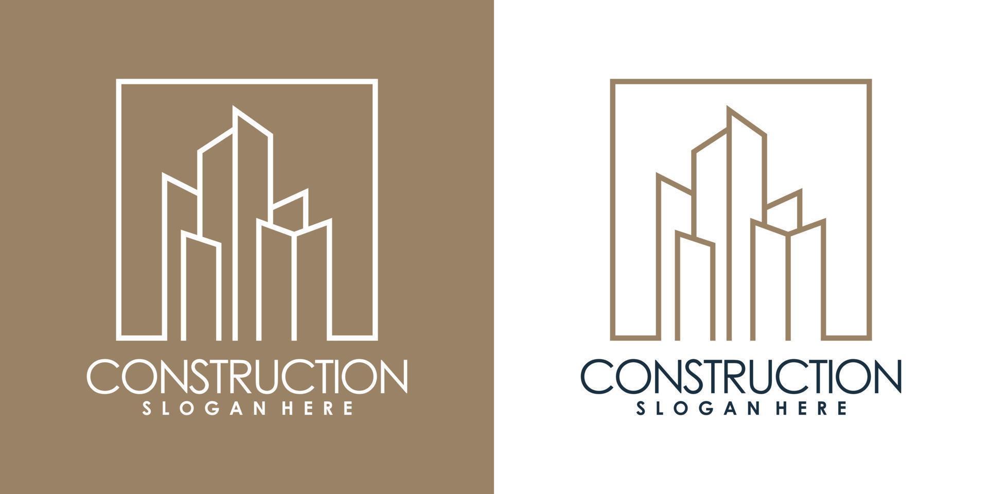 diseño de logotipo de construcción blanco moderen styel premium vector