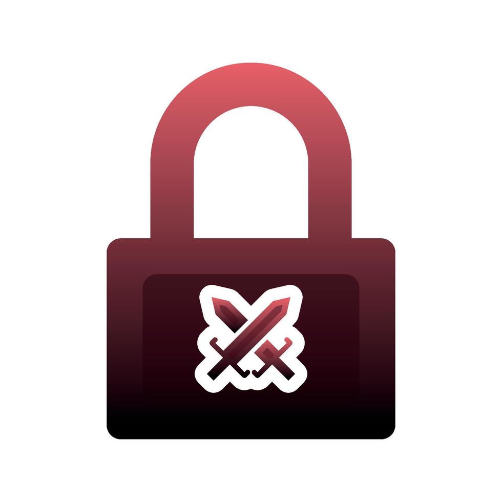 sword lock logo gradient design template icon element vector