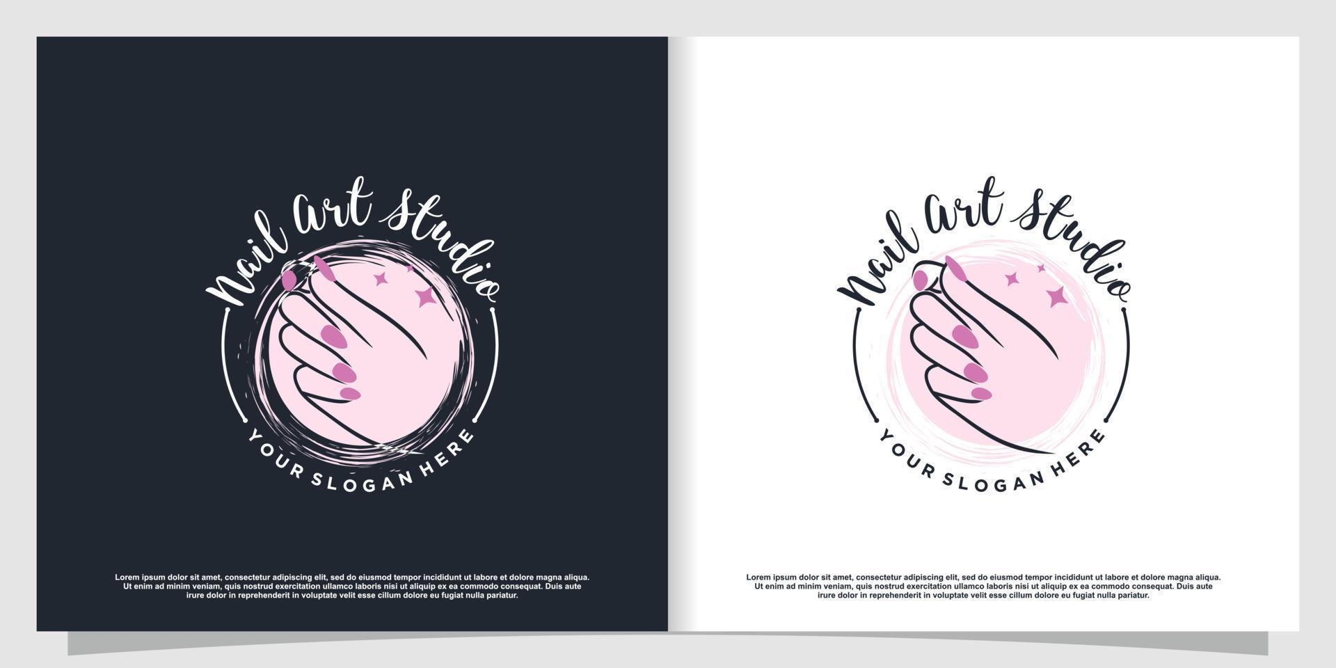 Nail art logo design vector with modern and creative style