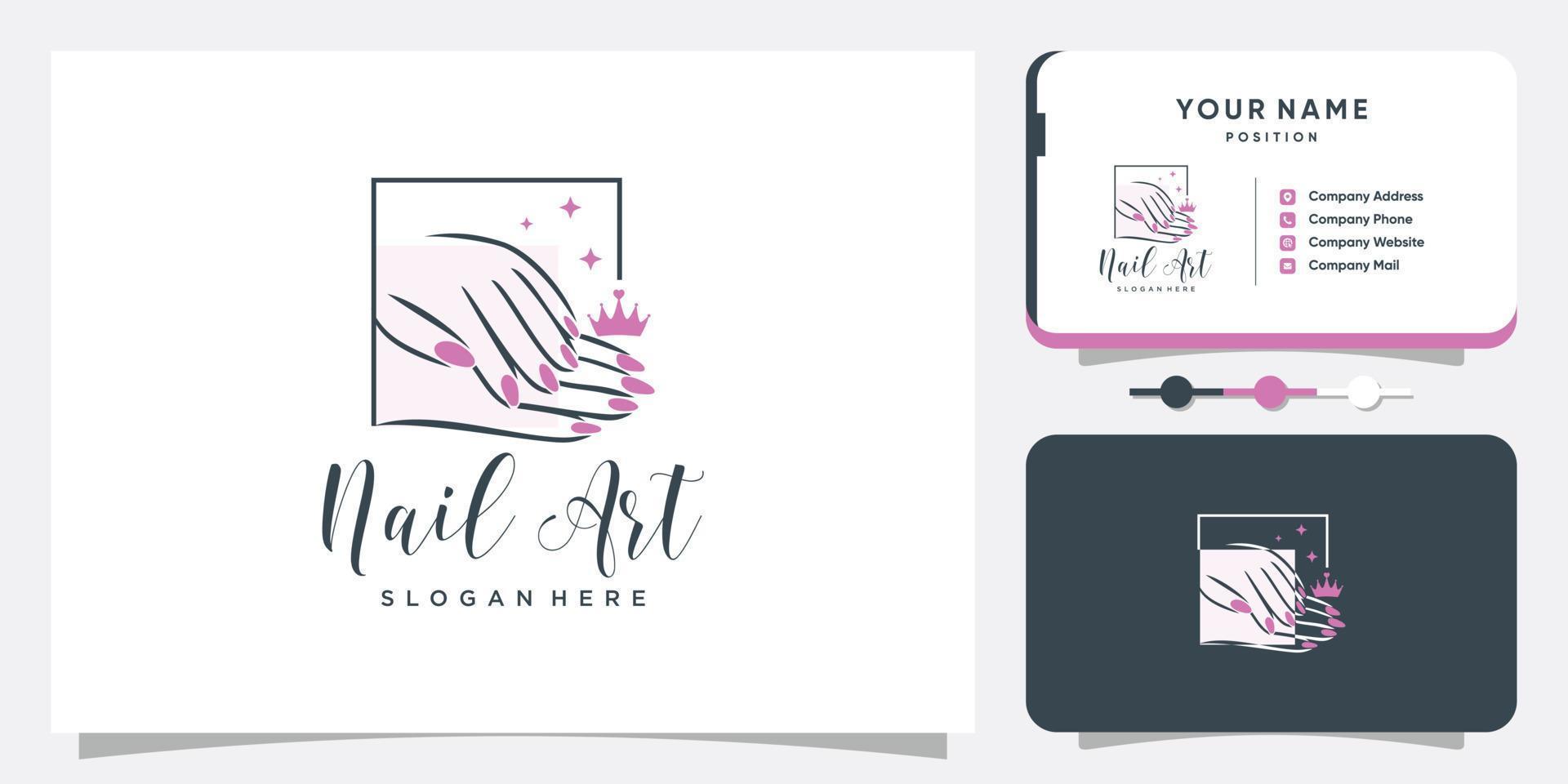 Nail polish logo design template with creative abstract style vector