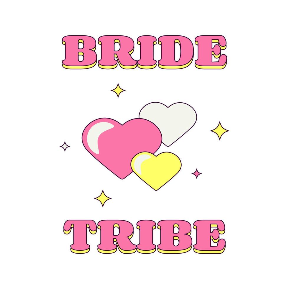 Etiqueta o insignia temporal de la fiesta de despedida de soltera de la tribu de la novia vector