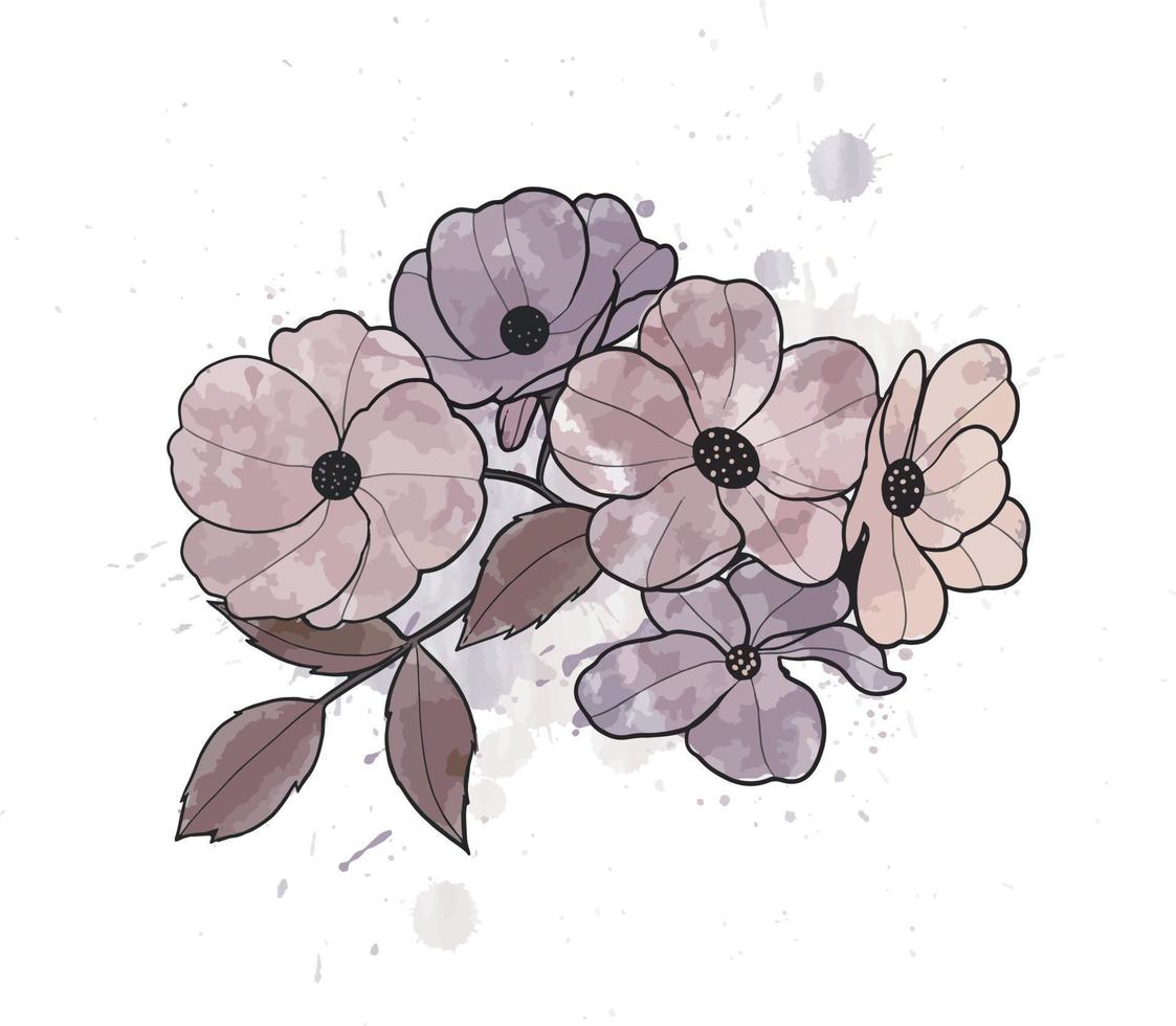 Autumn floral bouquet watercolor background vector