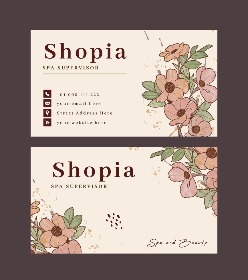 watercolor name card design premium vector