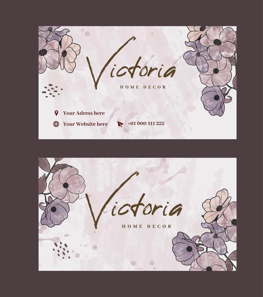 vector premium de diseño de tarjeta de nombre de acuarela