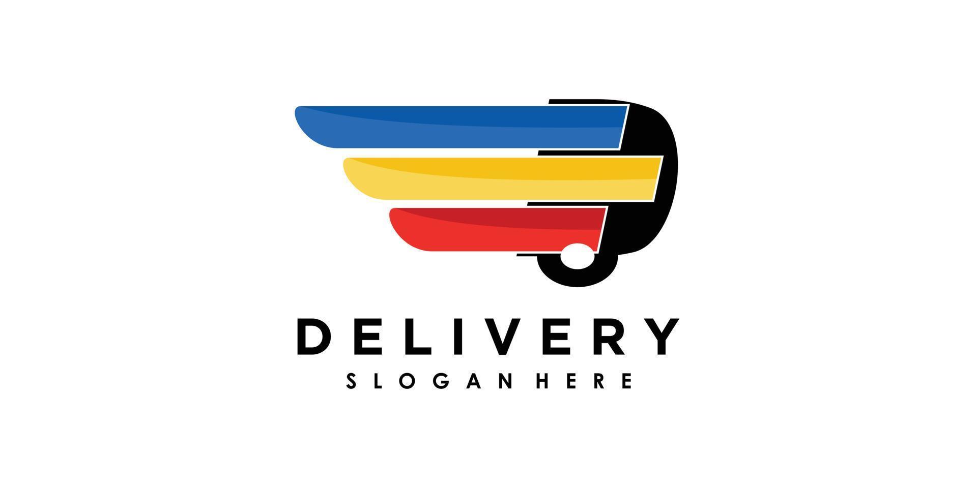 delivery logo design with icon creative concept premium vector