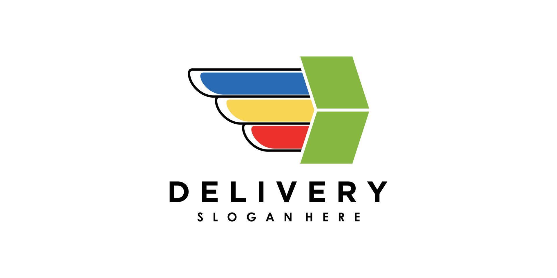 delivery logo design with icon creative concept premium vector