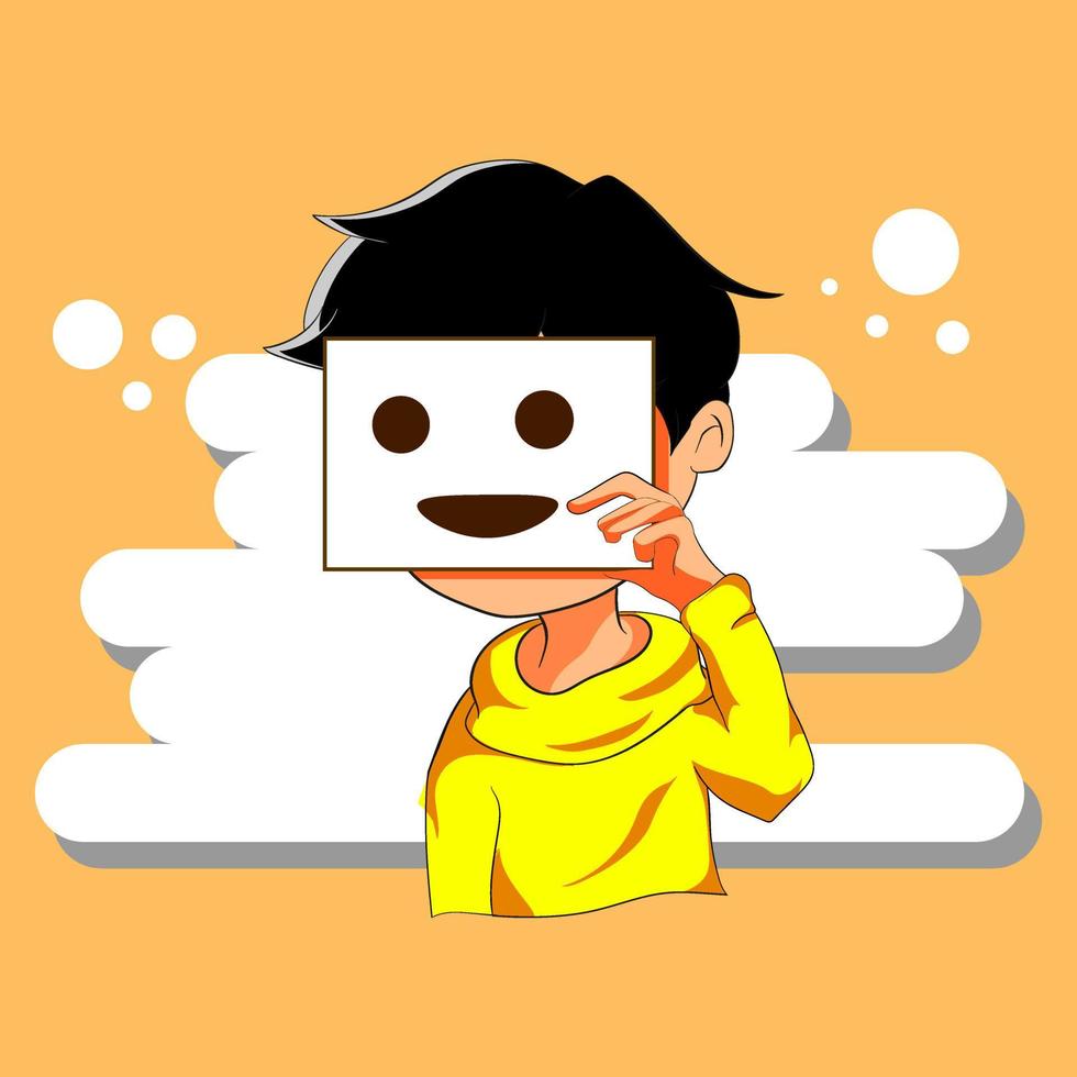 Premium vector l cute emotional expression with paper. free royalty