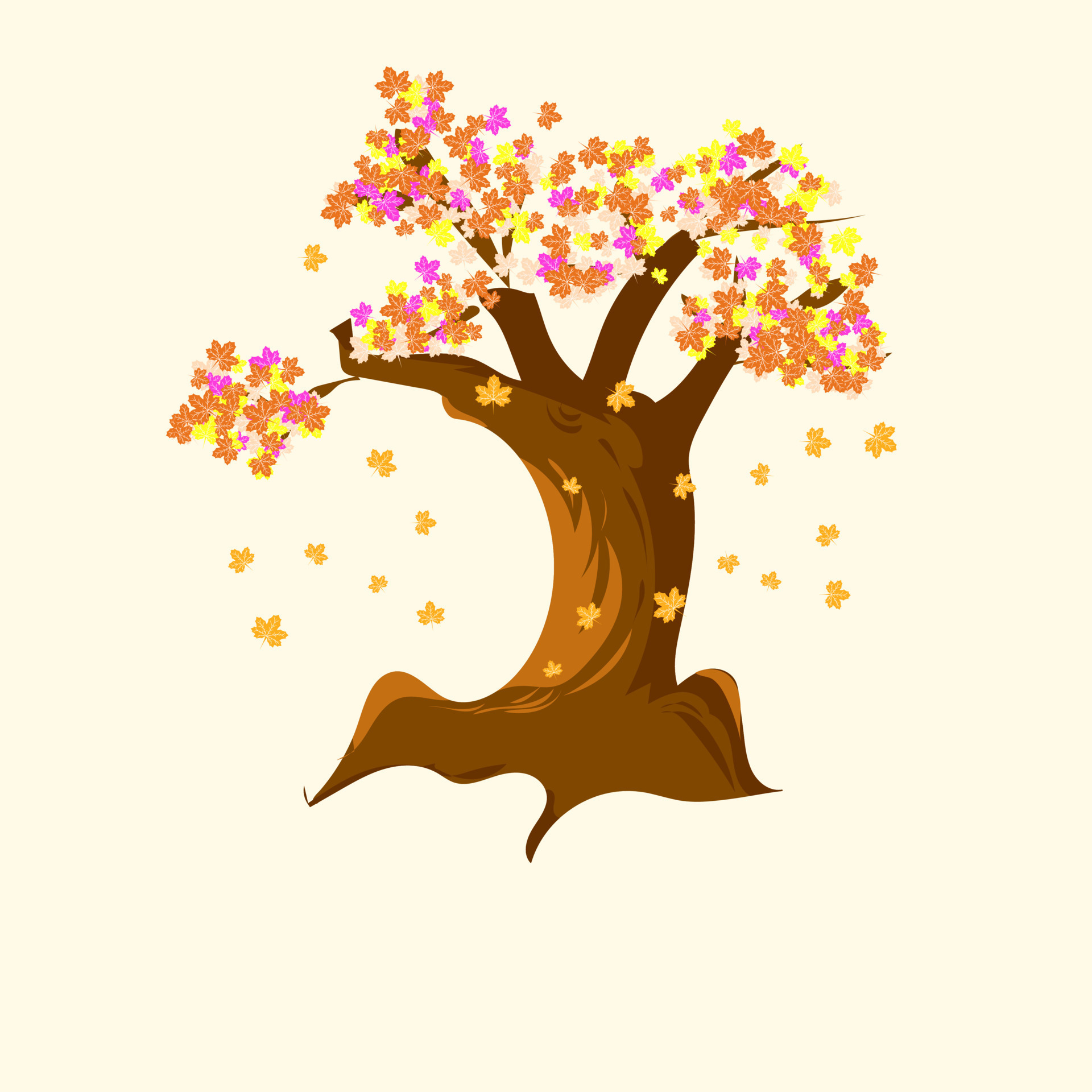 Premium vector l draw flat autumn tree, amazing design art. 11773688