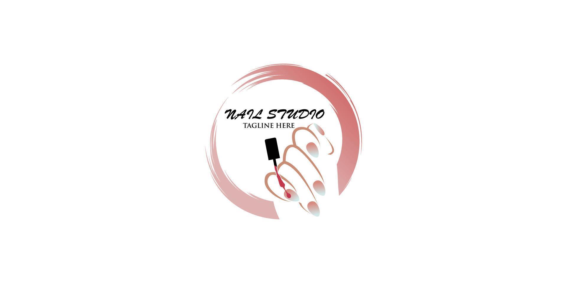 Nail art studio or nail polish icon design template Premium Vector