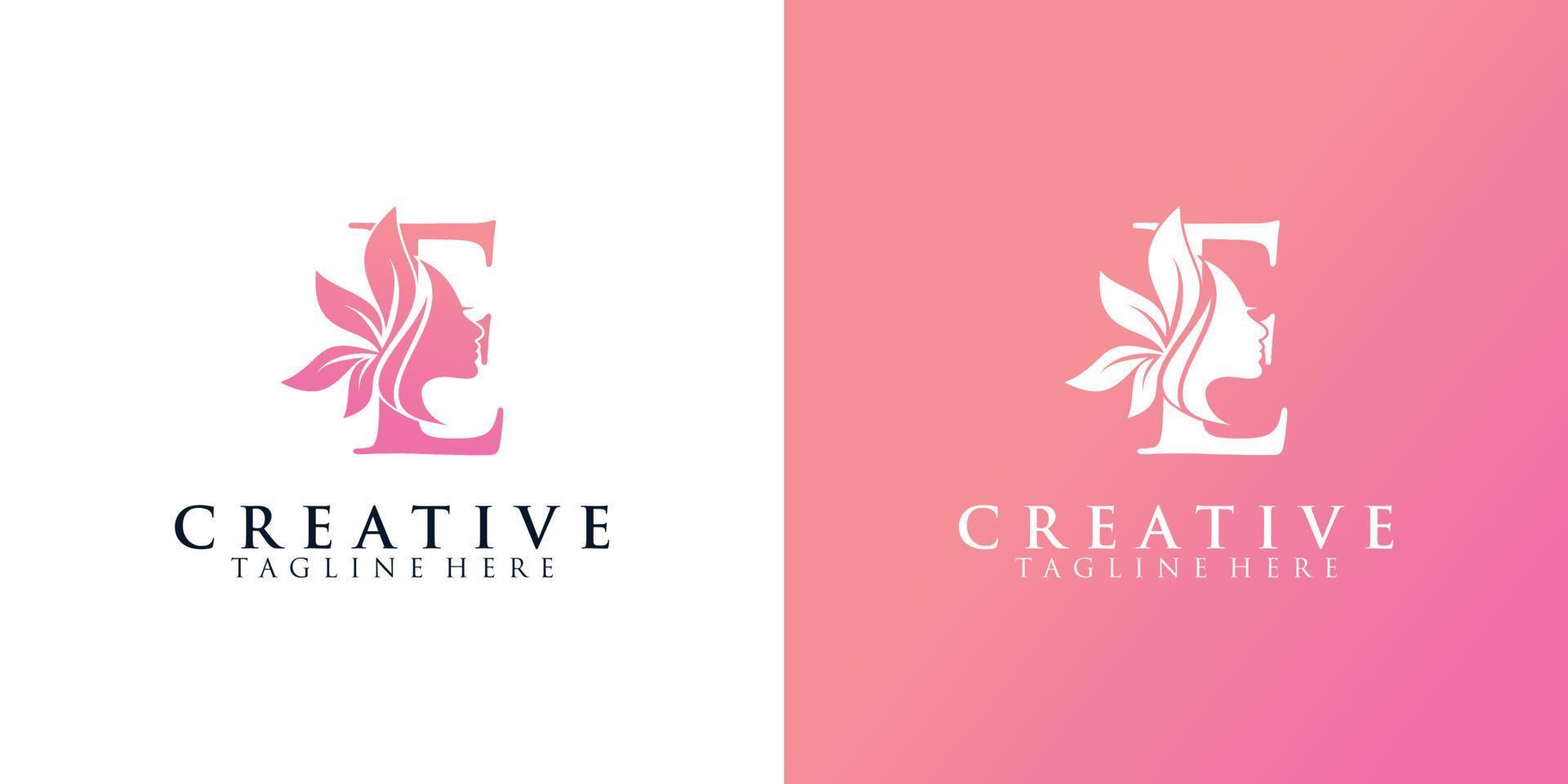 Letter E logo combination  beauty logo icon Premium Vector