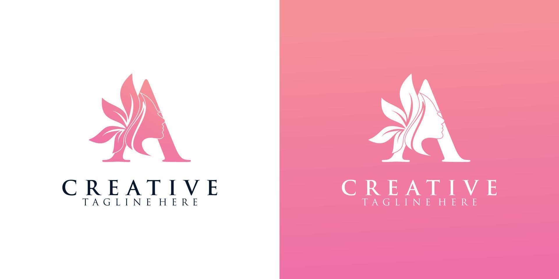 Letter a logo combination  beauty logo icon Premium Vector