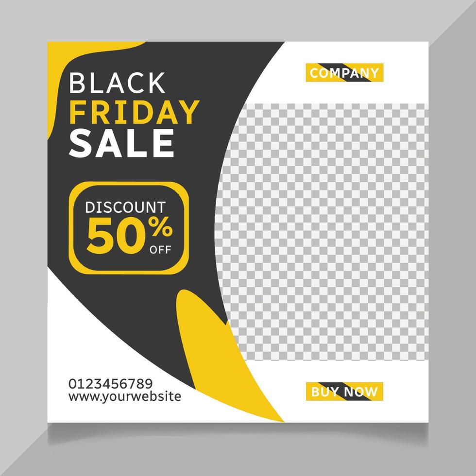 Black Friday sale social media post template design vector