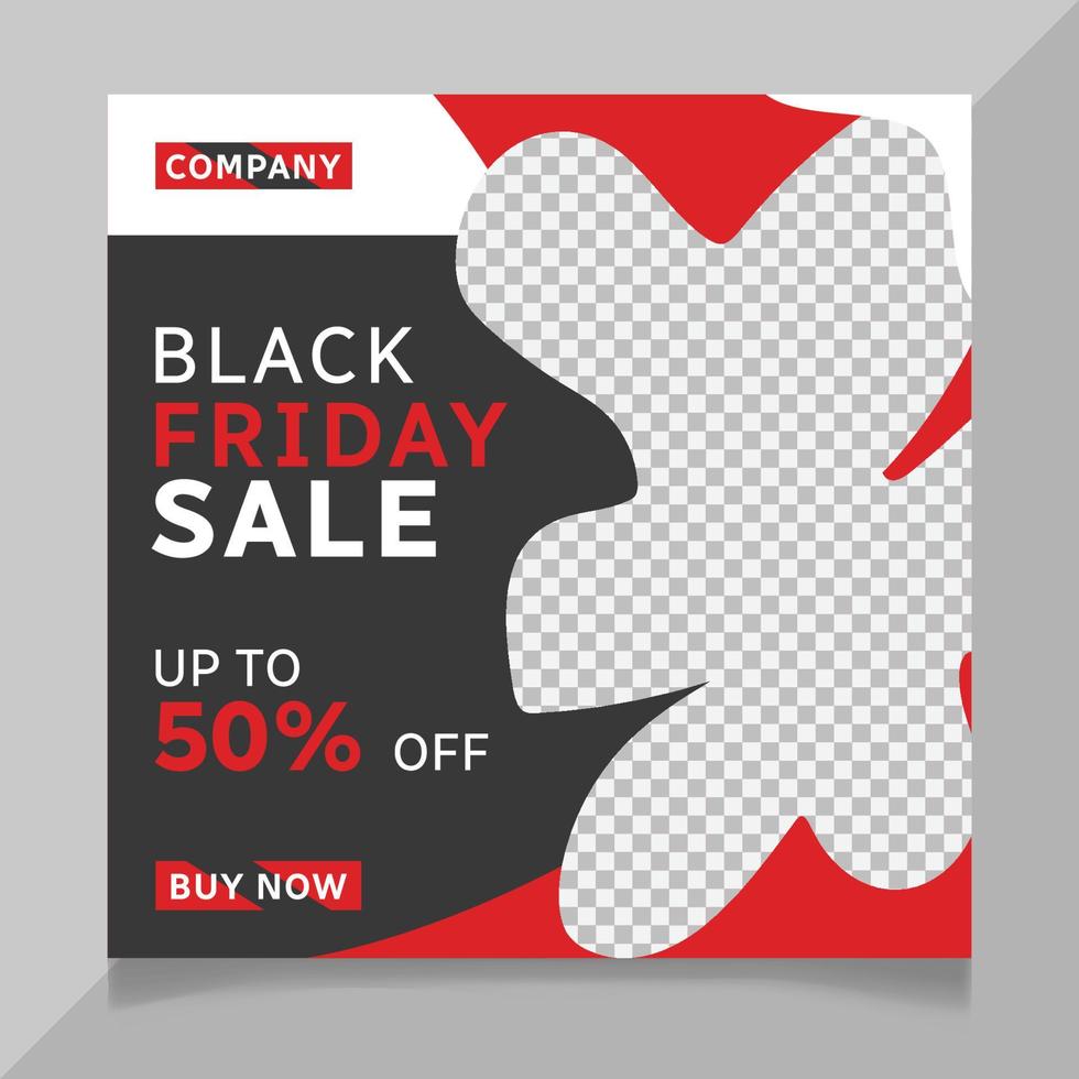 Black Friday sale social media post template design vector