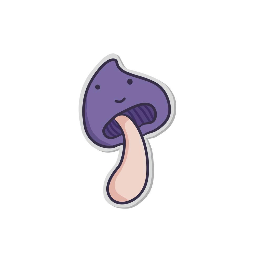 cute mushroom sticker, perfect for making stickers or sticky notes. Cartoon style with flat design and line. Vector