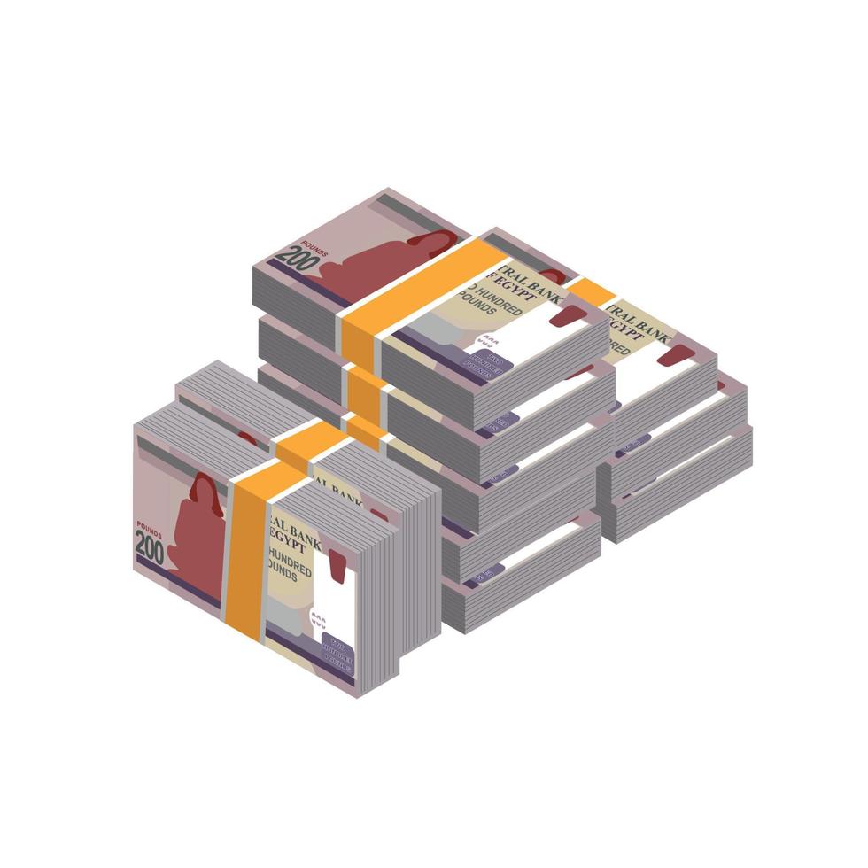 Vector illustration of stacks of Egyptian pound notes. editable and scalable eps