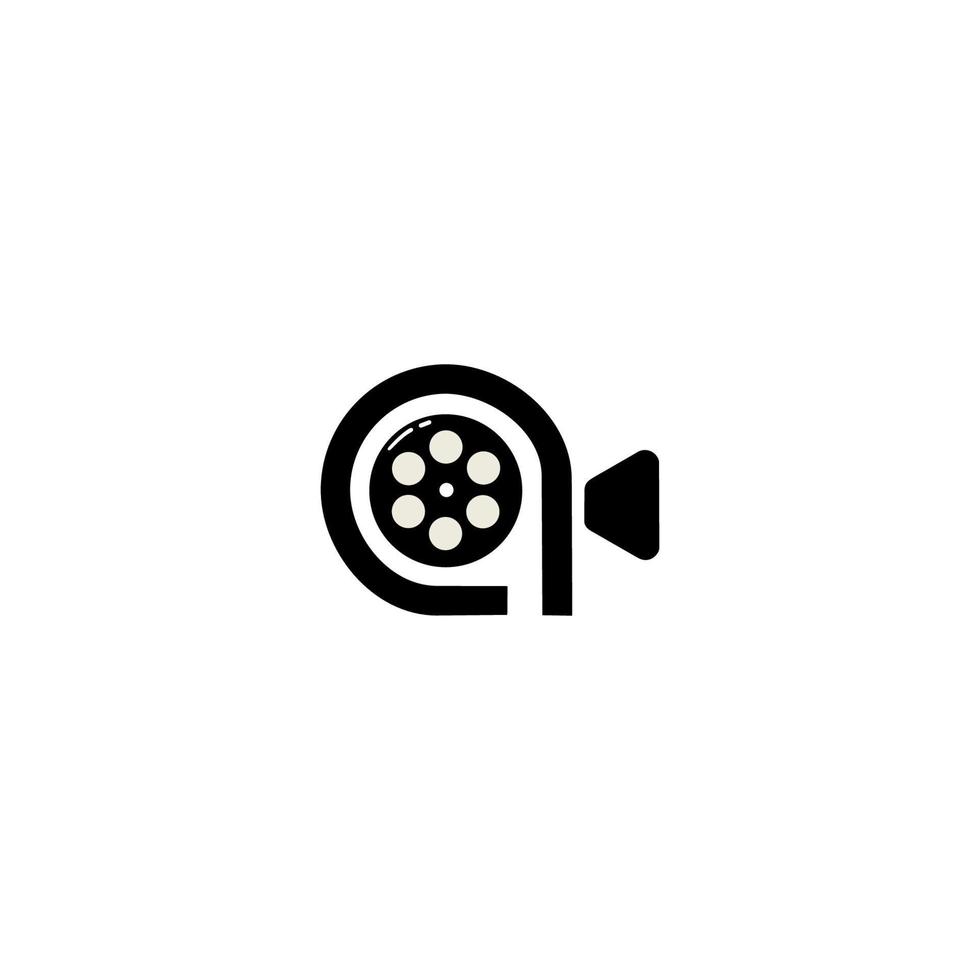 logotipo de cine. diseño del logotipo del emblema de las etiquetas de cine. rollo de película logo vector negro cine y película