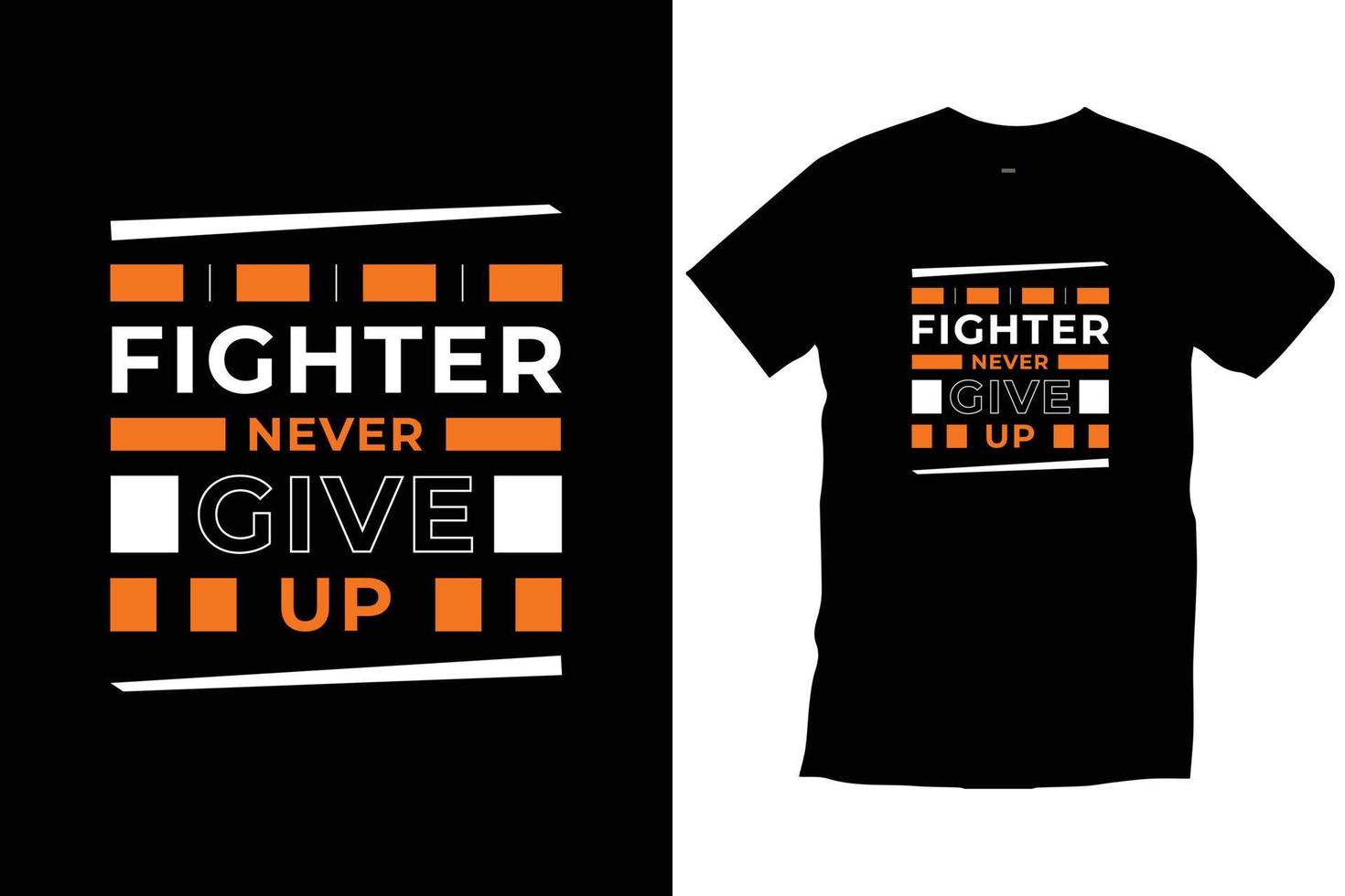 El luchador nunca se rinde. citas modernas motivacionales inspiradoras tipografía fresca vector de diseño de camiseta negra de moda.