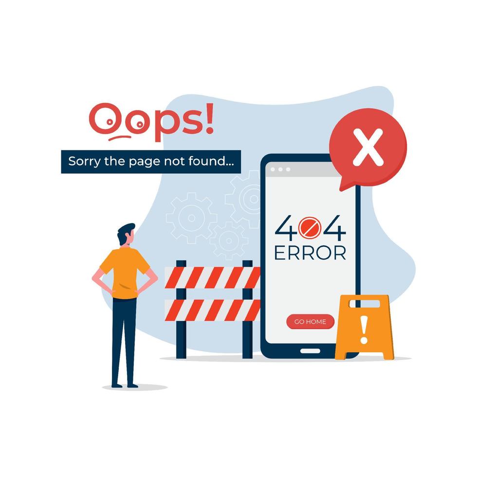 404 error page not found. web is not working or lost connection, web maintenance vector