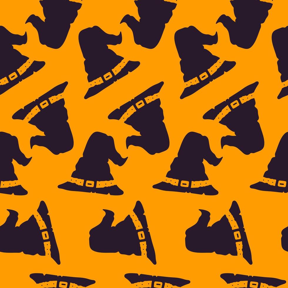 Infinite pattern of black hats on a yellow background. vector