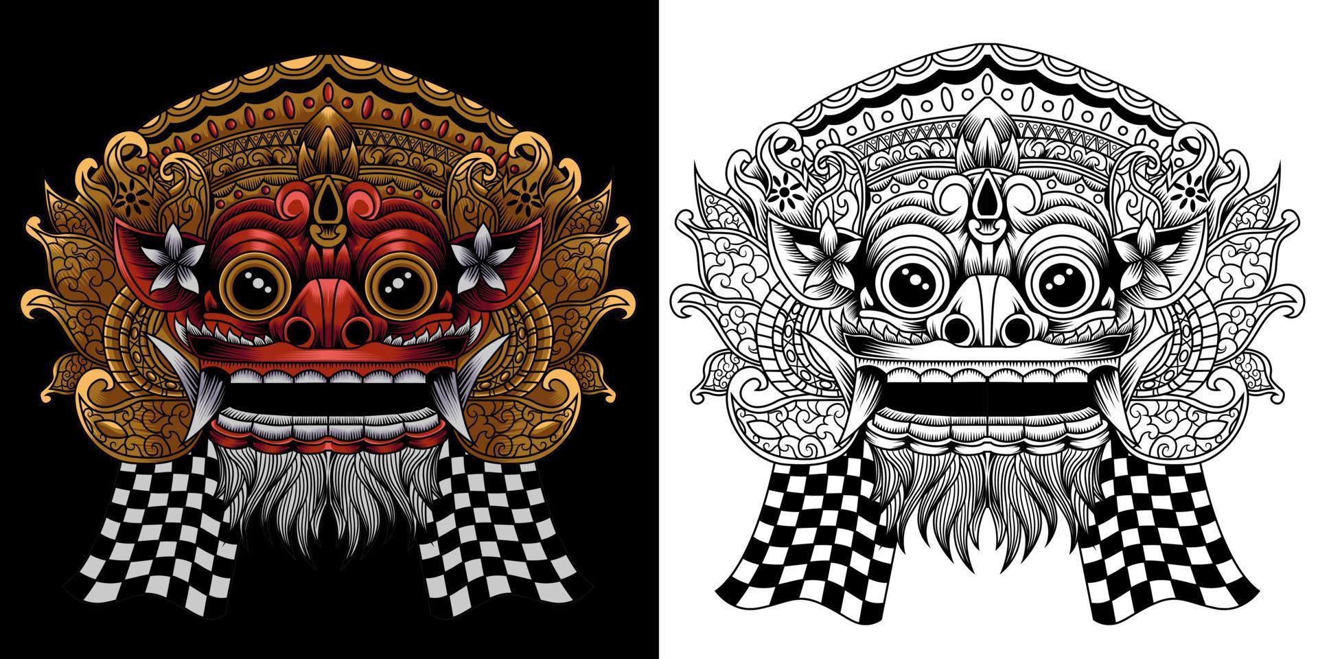 Barong Balinese Mask Vector Illustration