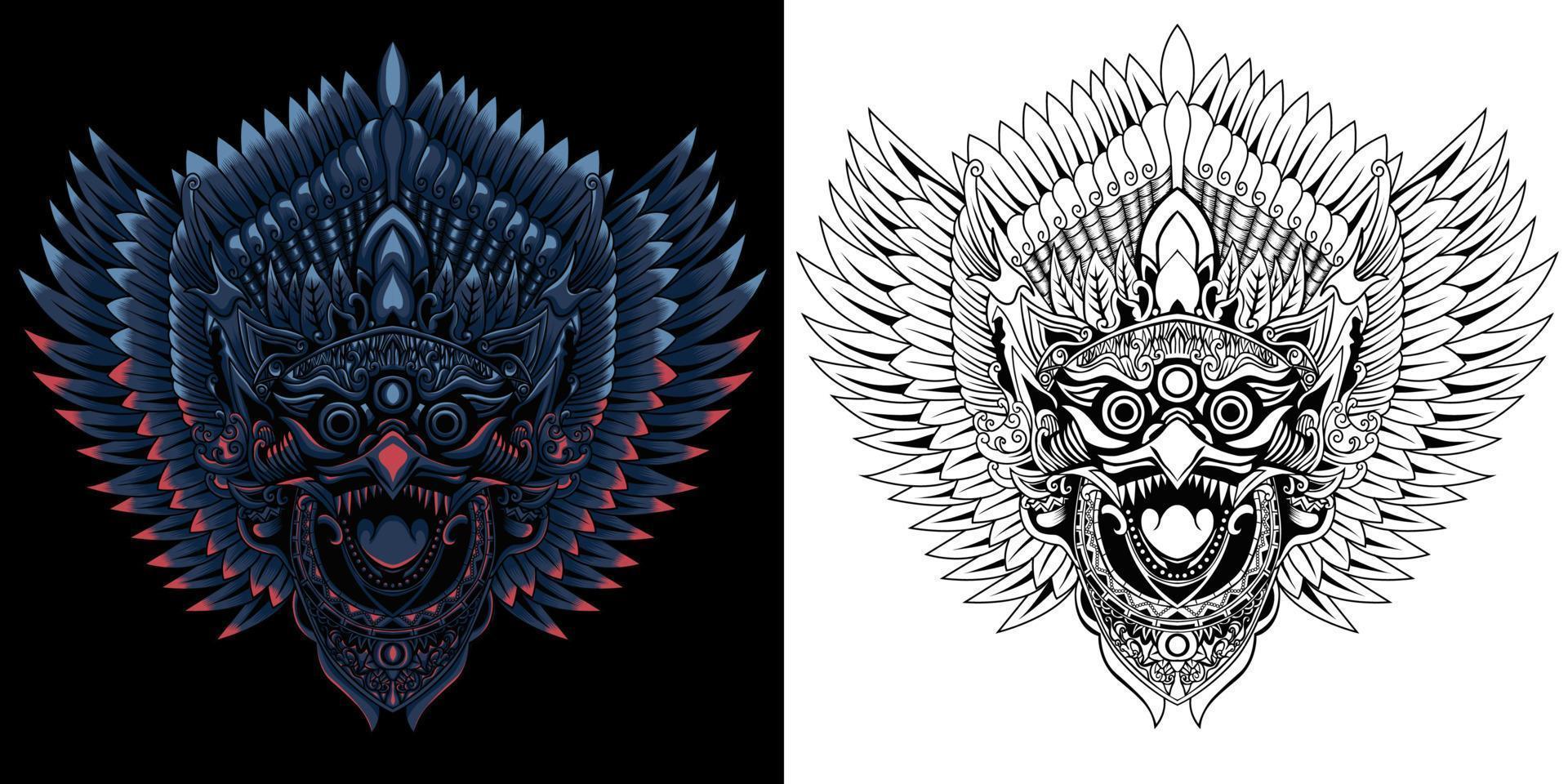 jatayu balinese mask vector illustration