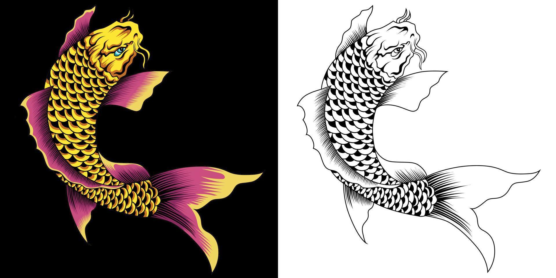 koi fish japan vector illustration