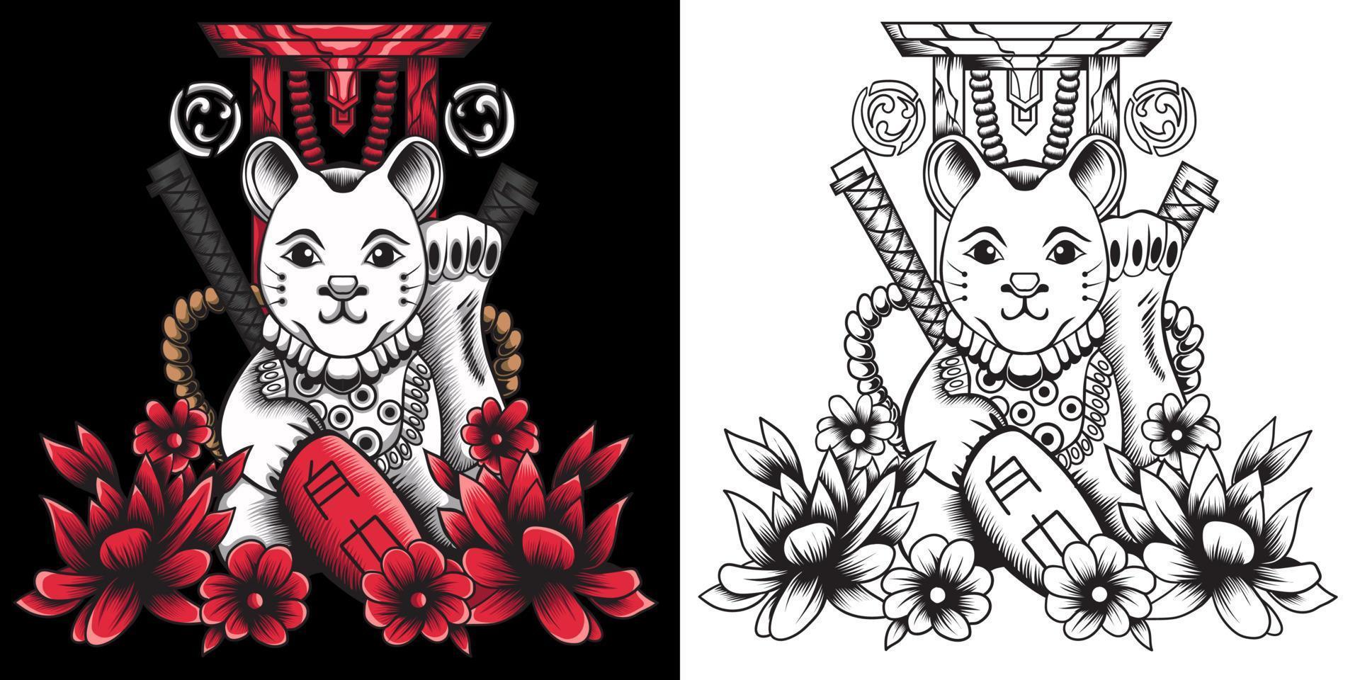 lucky japanese cat vector illustration