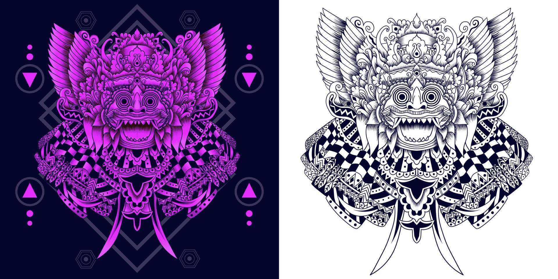 barong balinese mask with sacred geometry vector