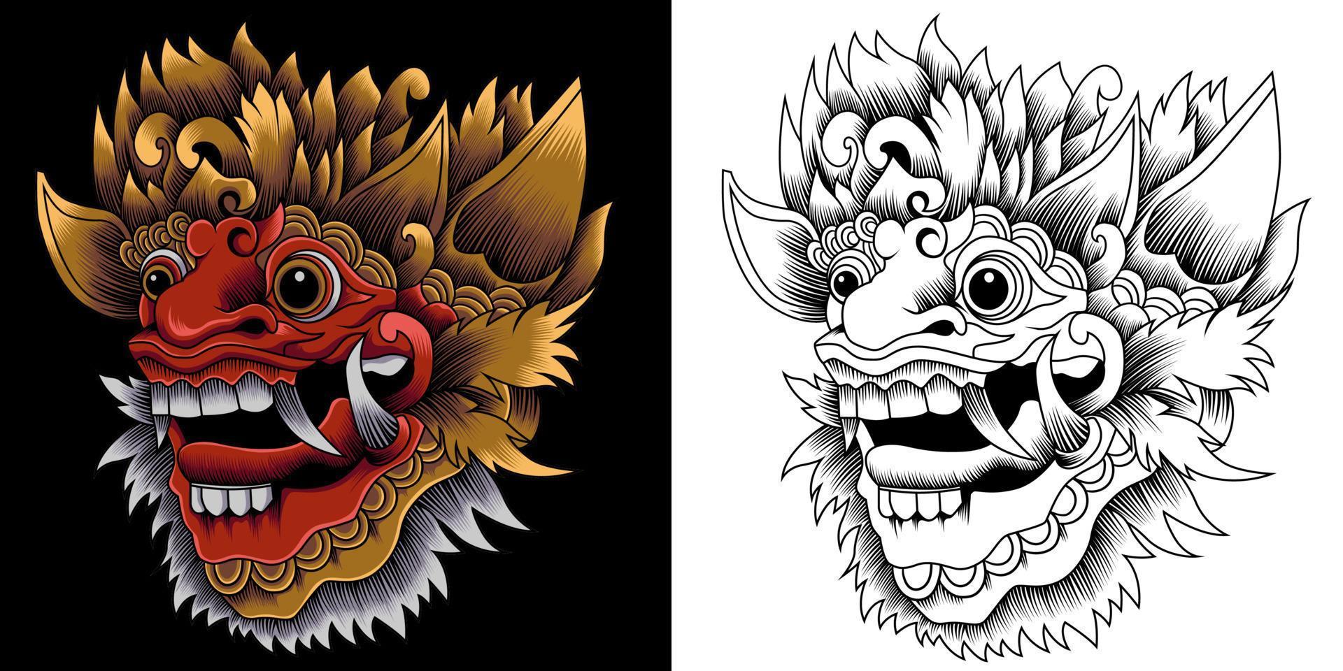 barong balinese mask vector illustration