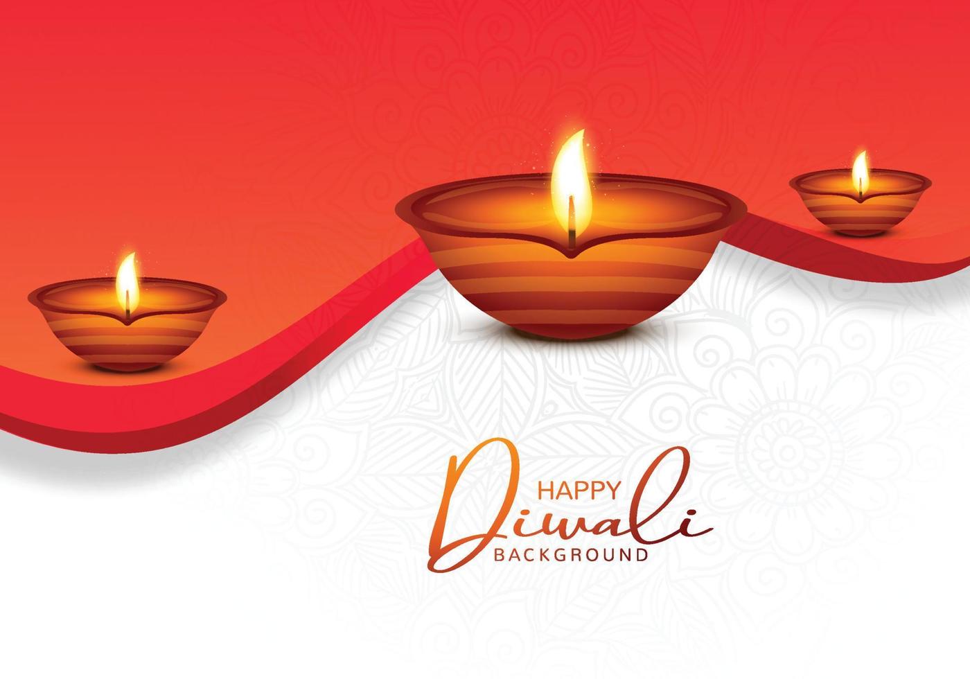 Happy diwali festival background with decorative diya card design vector