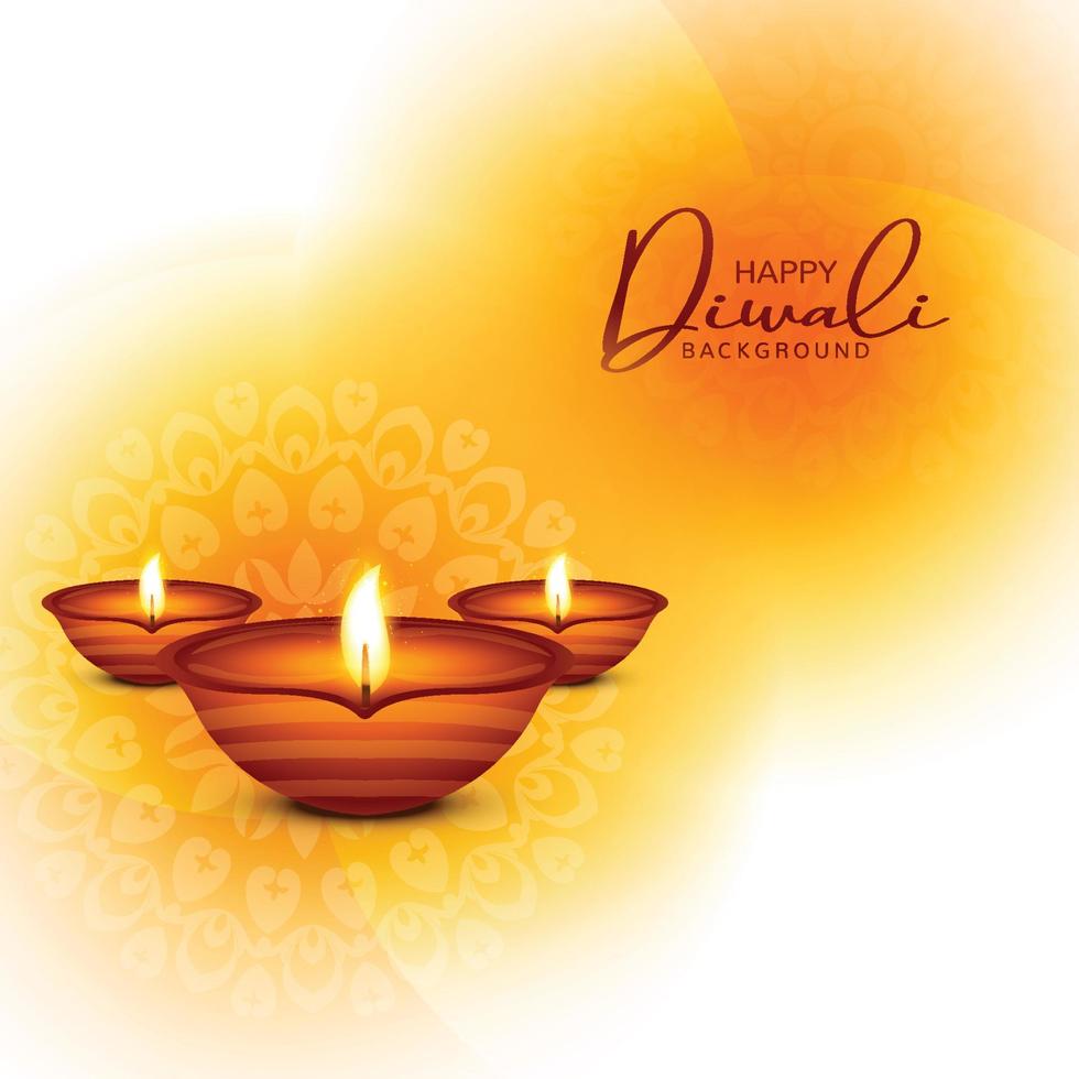 Tradtional happy diwali festival background with lamps design vector
