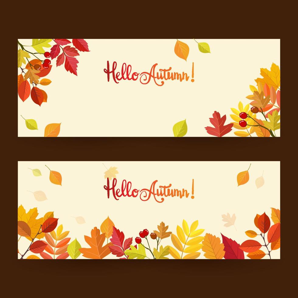 Autumn banner background with leaves. background banner template vector