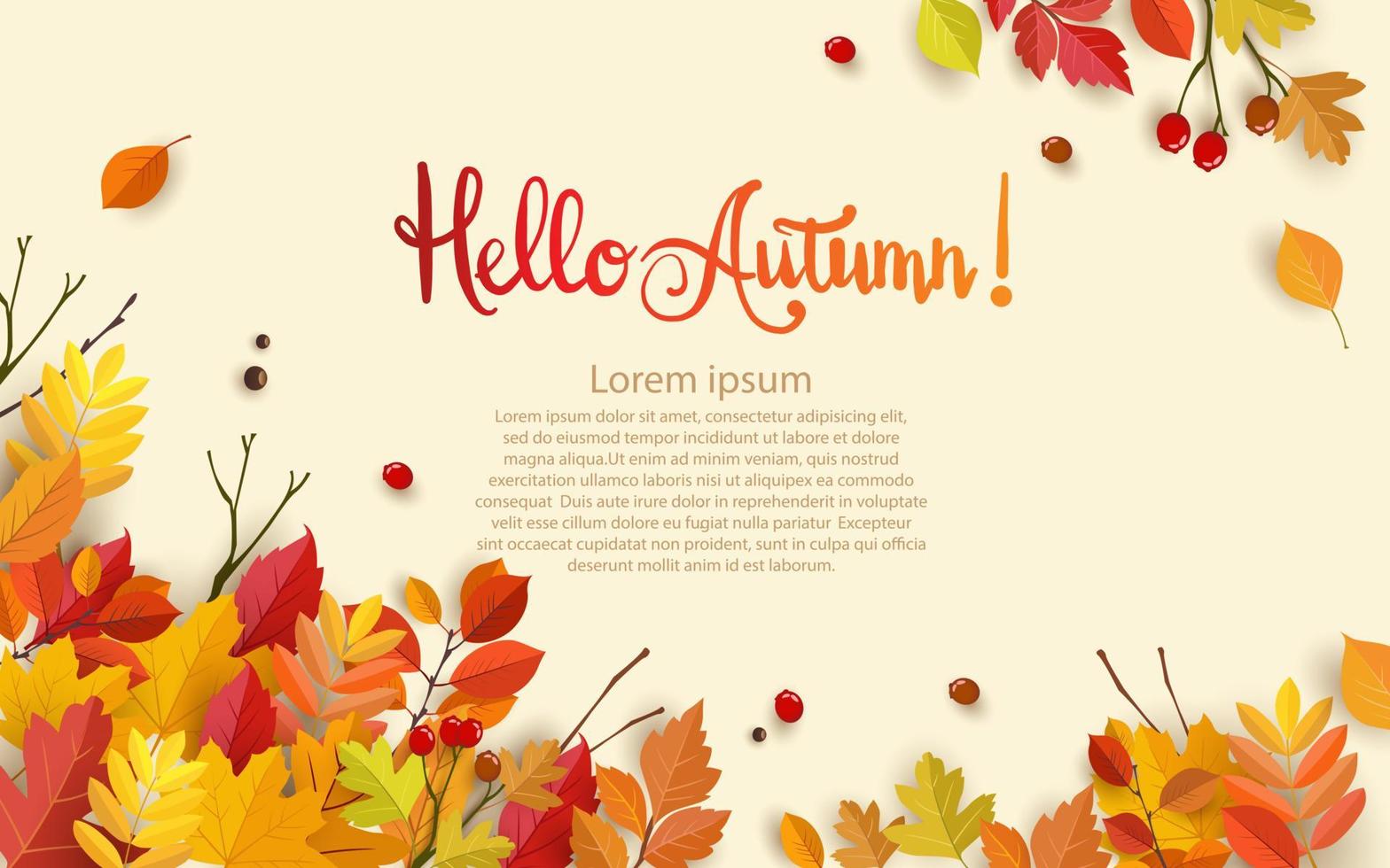 Autumn background design with leaves. background, banner or template design vector