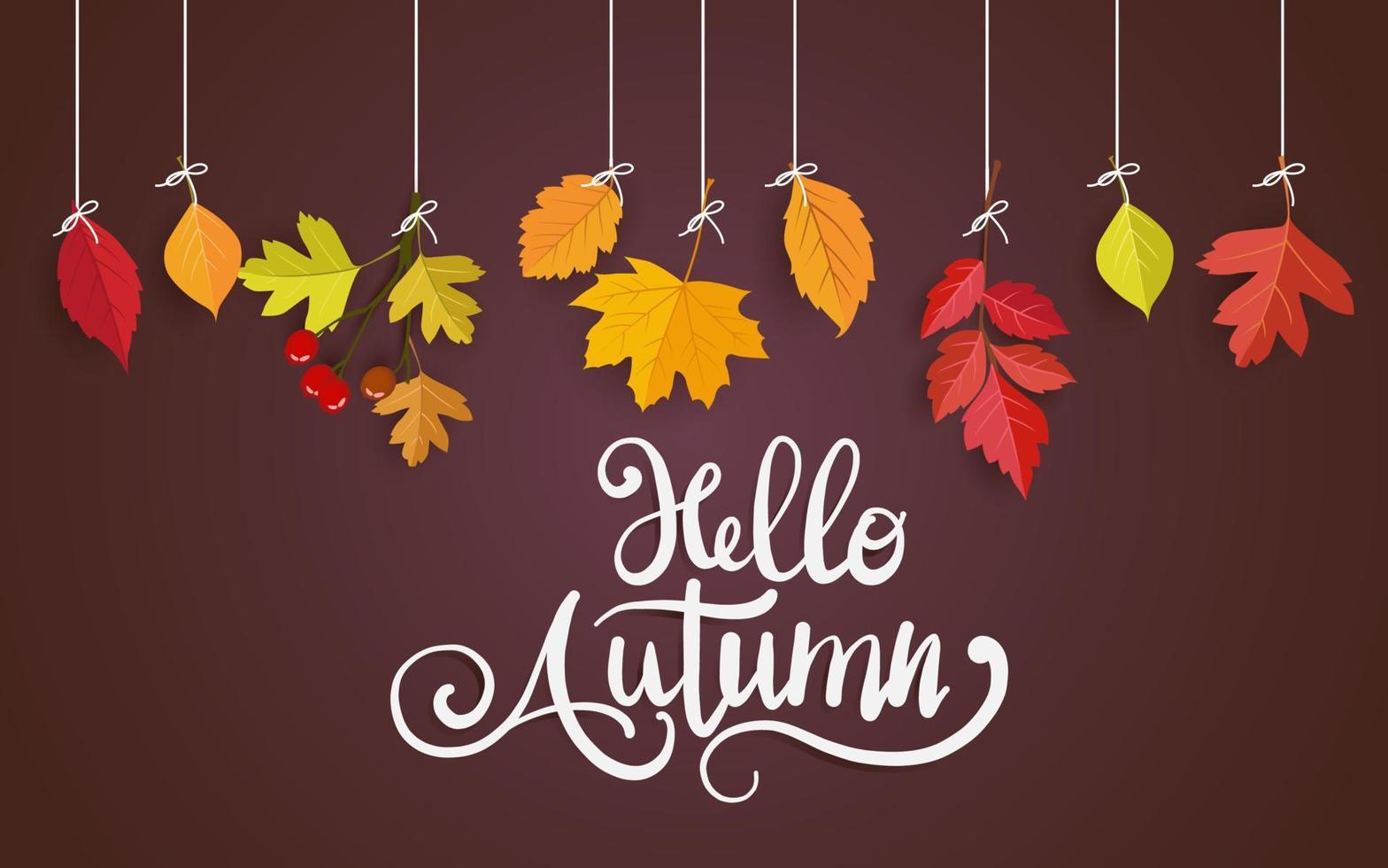 beautiful Autumn leaves hanging on a string. autumn background vector