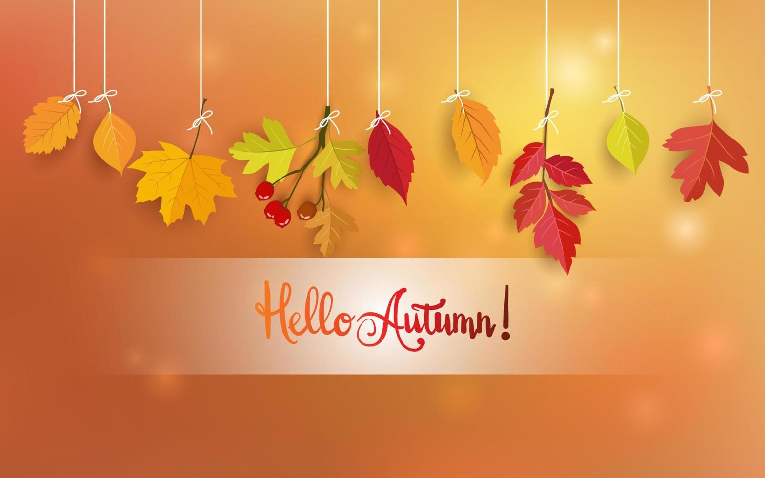 beautiful Autumn leaves hanging on a string. autumn background vector