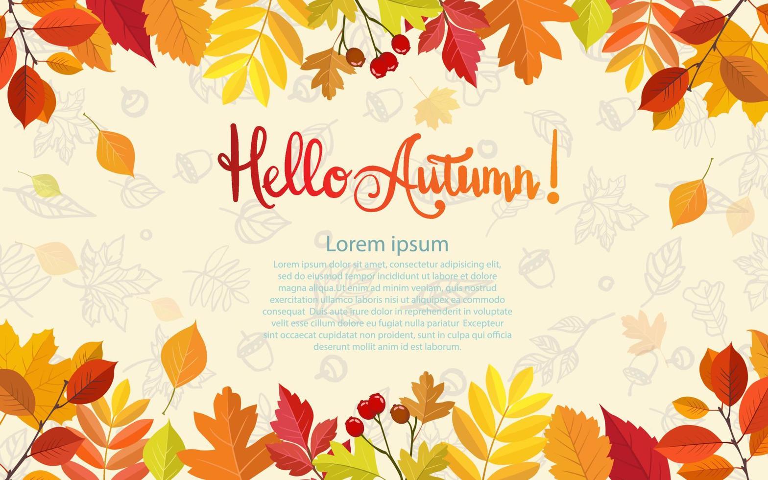 Autumn background design with leaves. background, banner or template design vector