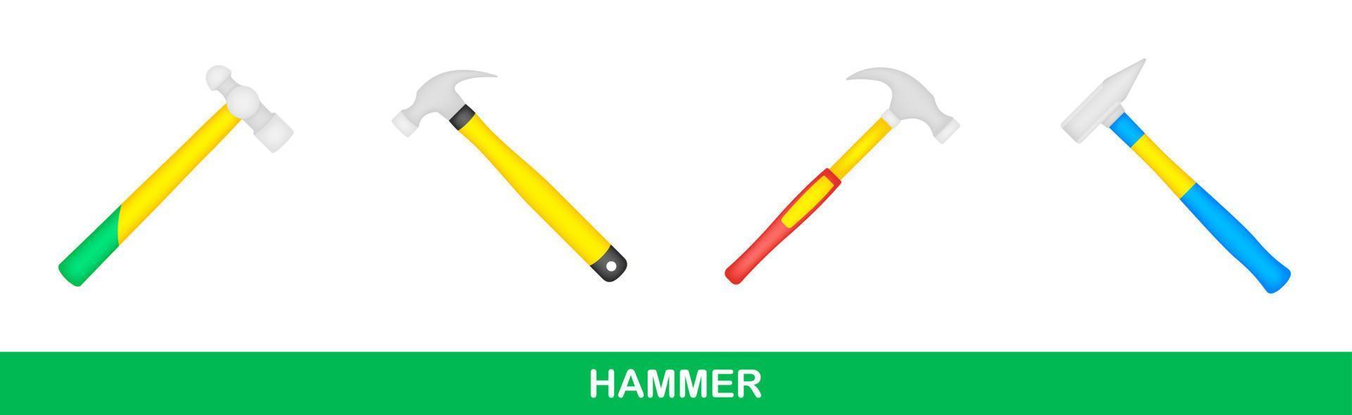 Set of Hammer isolated on white background vector