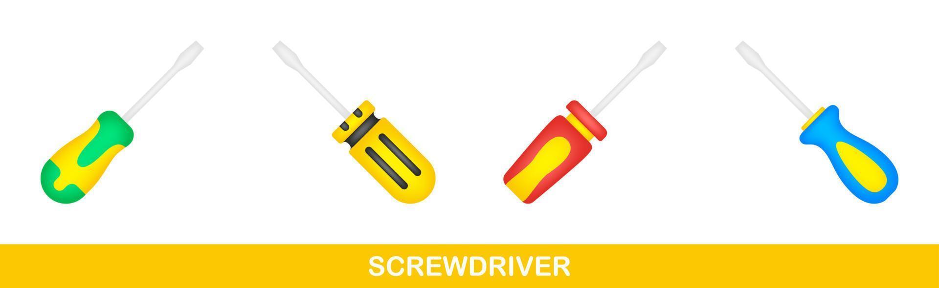 Set of Screwdriver isolated on white background vector