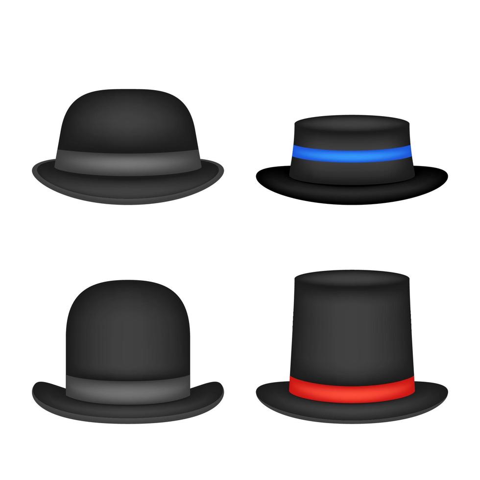 conjunto de sombrero aislado sobre fondo blanco vector