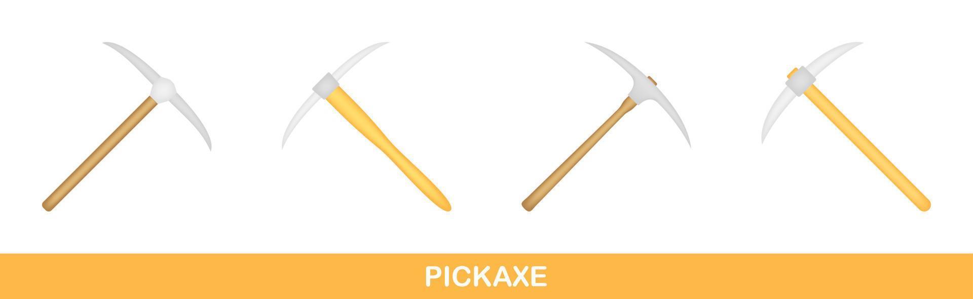 Set of Pickaxe isolated on white background vector