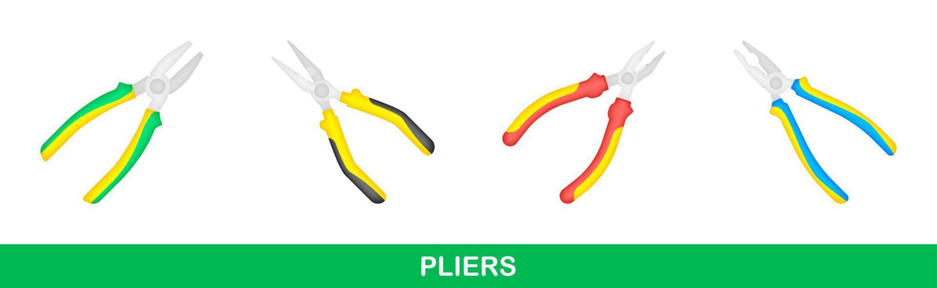 Set of Pliers isolated on white background vector