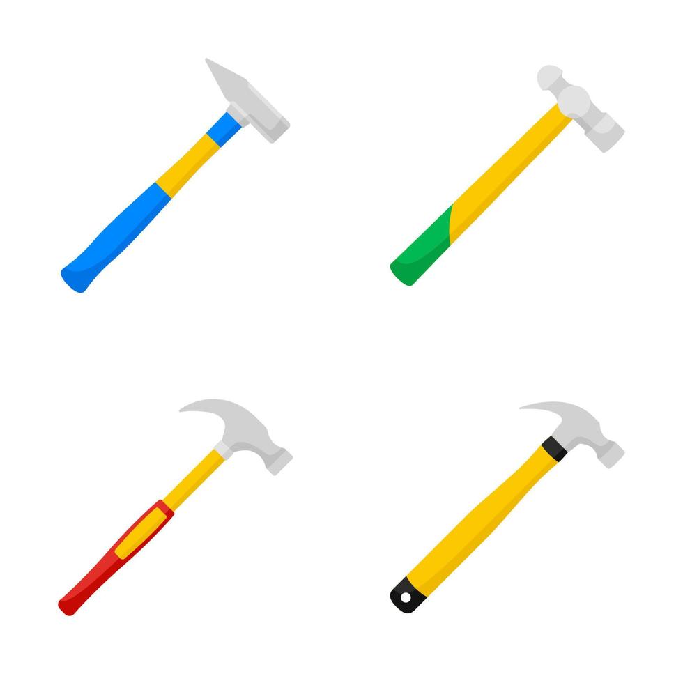 Set of Hammer isolated on white background vector