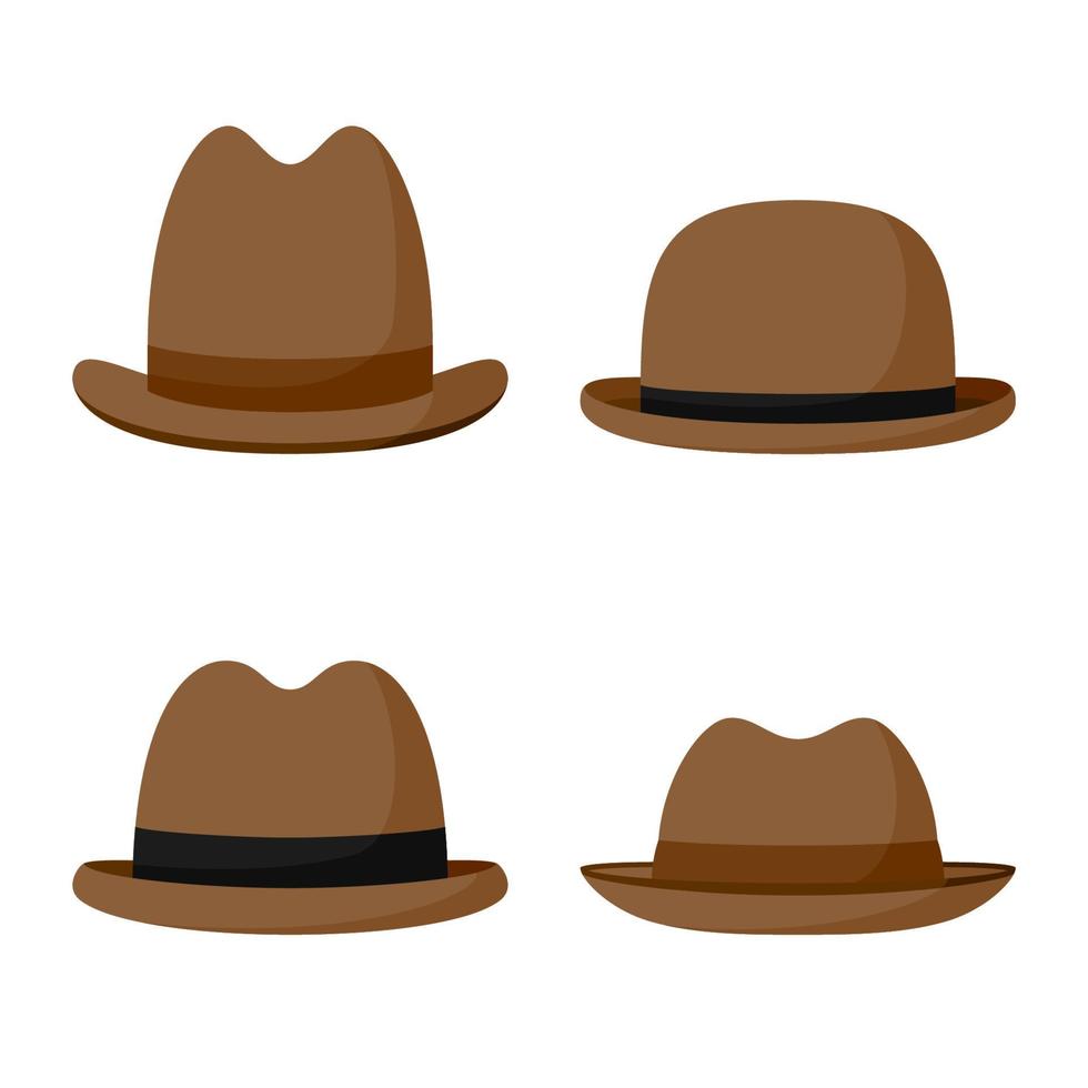 conjunto de sombrero aislado sobre fondo blanco vector